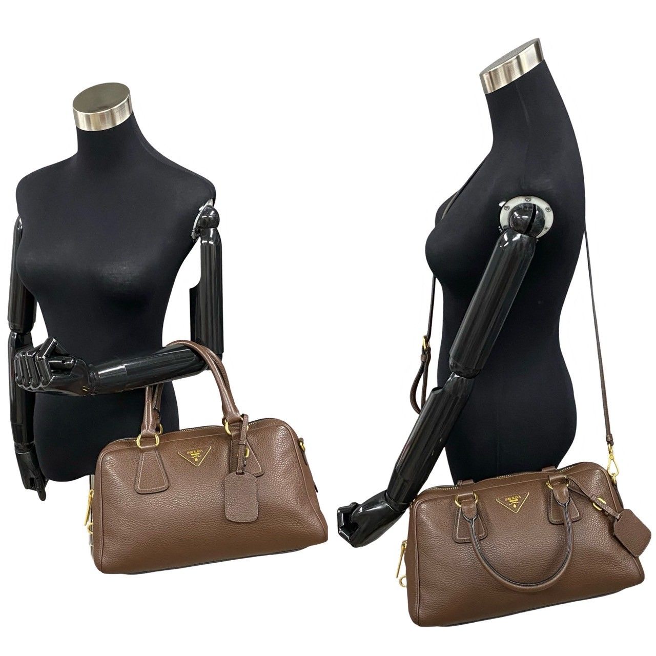 極 美品 PRADA プラダ ロゴ 金具 レザー 2way ミニボストン