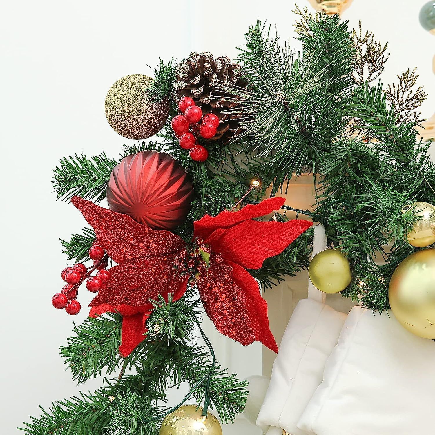 【数量限定】上品 松の葉モール ガーデン装飾籐 クリスマス用品 玄関 のよく装飾された籐 LEDライト付き 2.7m ドア クリスマスリース モール 窓 オーナメント クリスマス クリスマス パーティー装飾藤 ガーランド 飾り