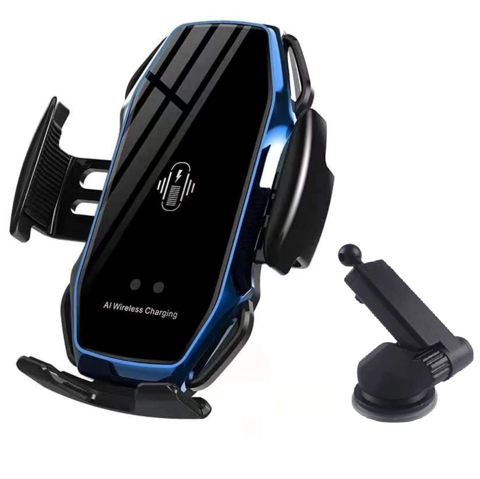 TOMIRE 車載 スマホ ホルダー Qi 充電 スタンド アーム 自動開閉 ワイヤレス 10W 7.5W 5W 自由 調節 吸盤 伸縮 iPhone Android Xperia 青 ブルー [ブルー]