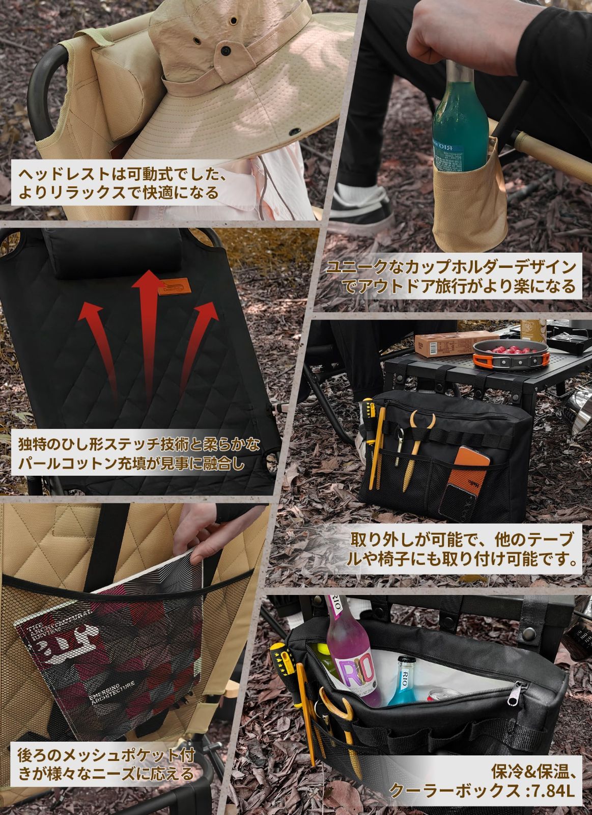 背もたれ角度4段階調節