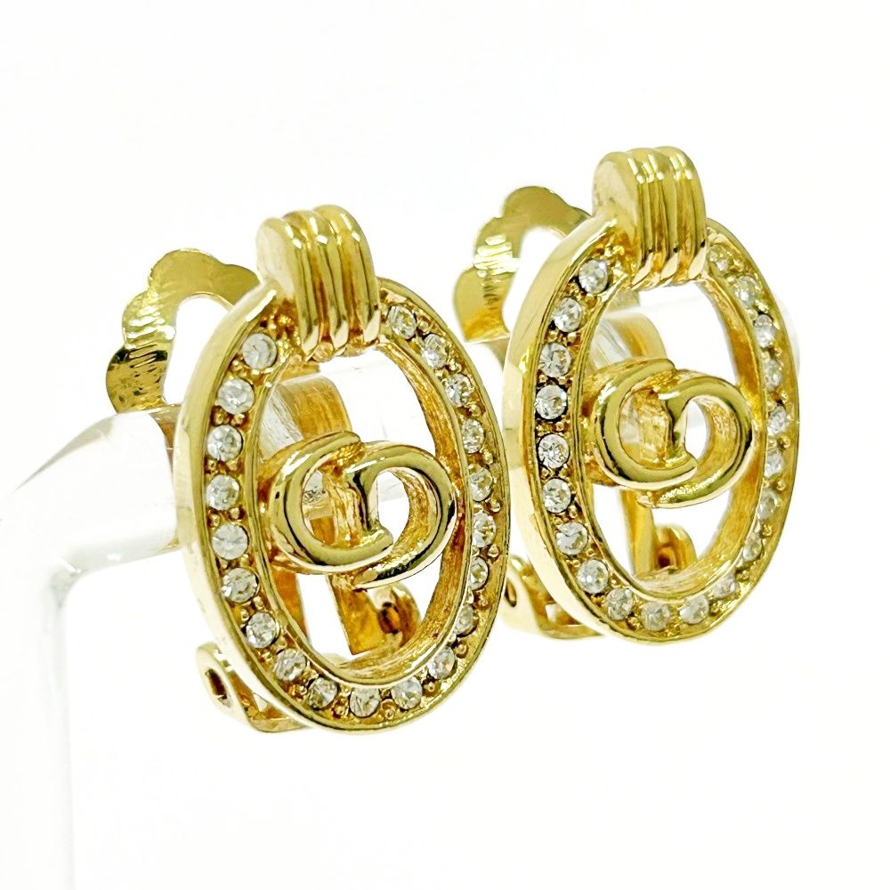 Christian Dior クリスチャンディオール GP ラインストーン CDロゴ イヤリング レディース ゴールド 491800 イヤリング NICORILABO_COM