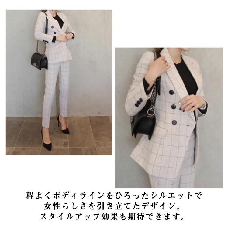 チェック パンツスーツ レディース セットアップ チェック柄 チェック パンツスーツ レディース セットアップ チェック柄