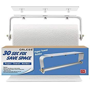 ORLESS 粘着式ペーパータオルホルダー キャビネット-壁取り付け ドリル不要 キッチンバスルームに最適 シルバー