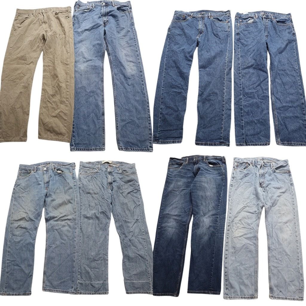古着卸 リーバイス 505 デニム パンツ 8枚セット メンズ W38 フェード アメカジ インディゴブルー ベージュ 古着 NA3388