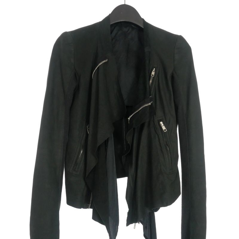 リックオウエンス Rick Owens ラムレザー ローネックバイカー