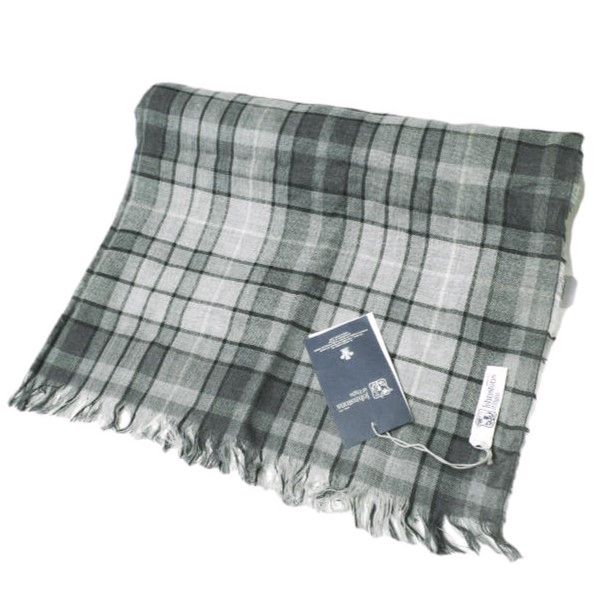 大判✨Johnstons of Elginカシミヤ混チェックストール別注グレー