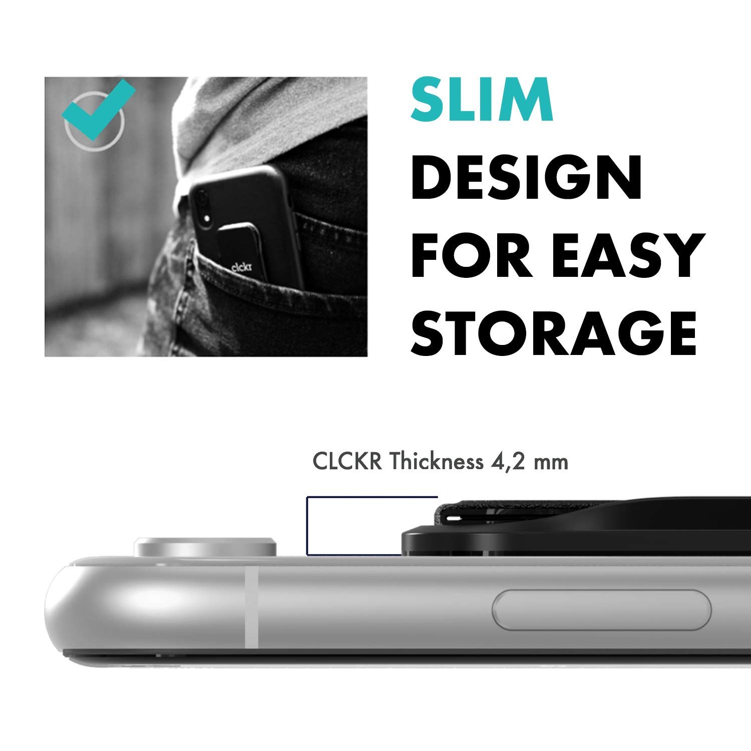 CLCKR スマホスタンド u0026 グリップ 縦置き/横置き スマホリングの次はこれ スリムデザイン iPhone iPad Android Xperia 各種スマホに対応 ケース に装着可 ユニバーサル スマホホルダー PUレザー ペ [ グリップ CLCKR スマホスタンド スタンド 0 1