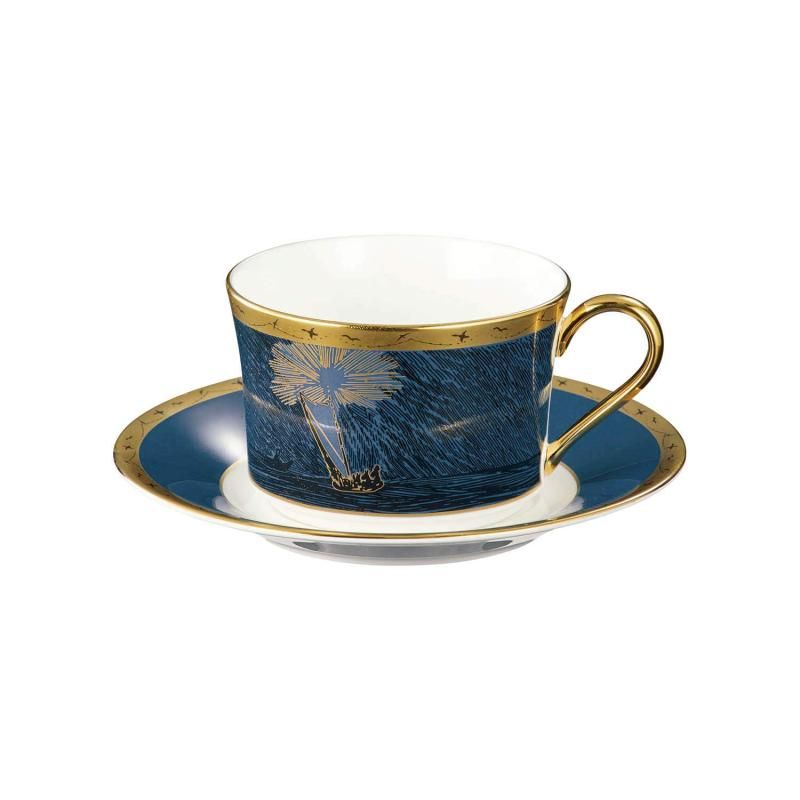 Noritake ノリタケ カップ ＆ ソーサー コーヒー ティー 兼用 245cc ムーミン ムーミンパパ海へ行く 1客 ブルー ボーンチャイナ TG93686|N-091L