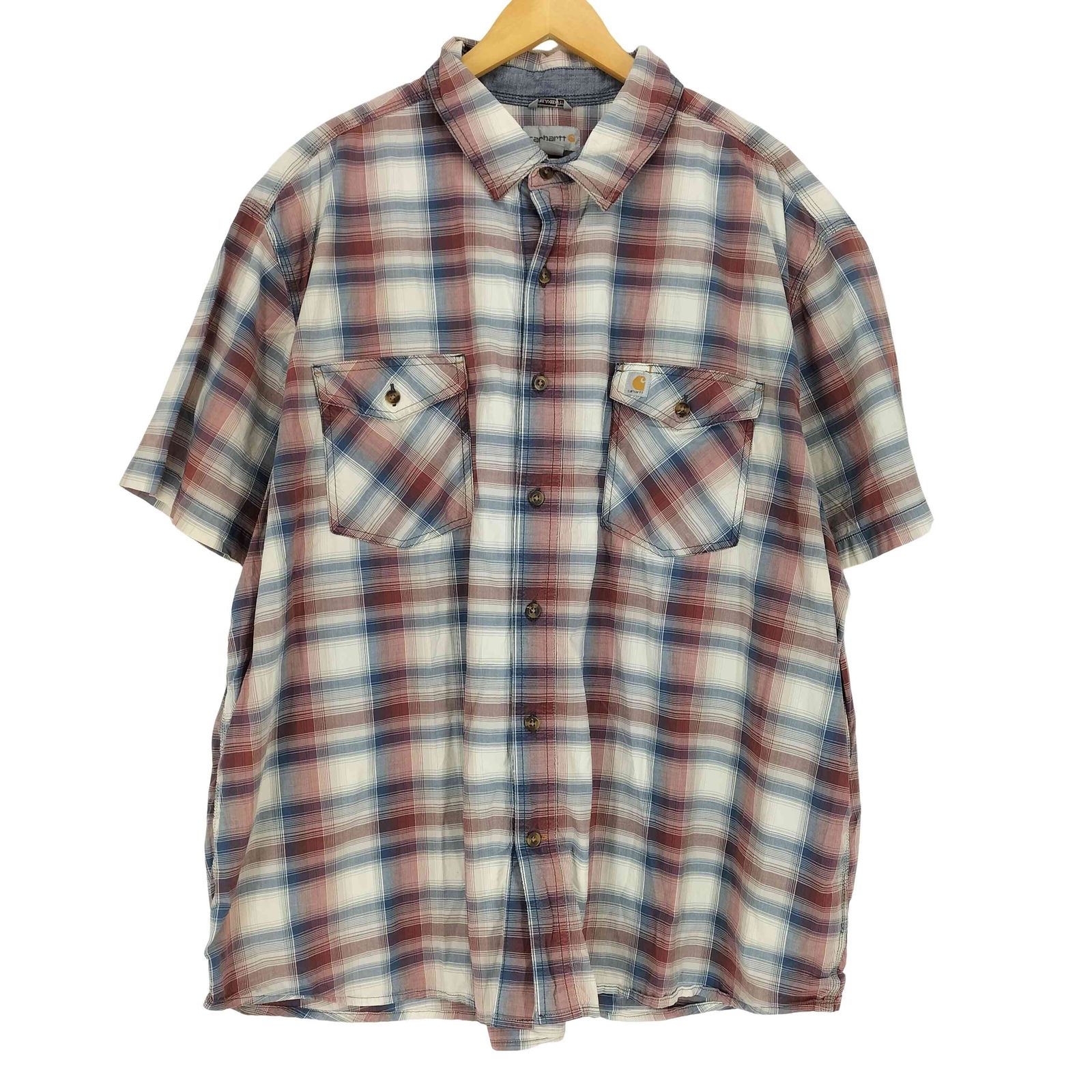 Carhartt Force チェック柄 半袖シャツ XL 古着 送料無料 カーハート Carhartt 格子シャツ 半袖シャツ