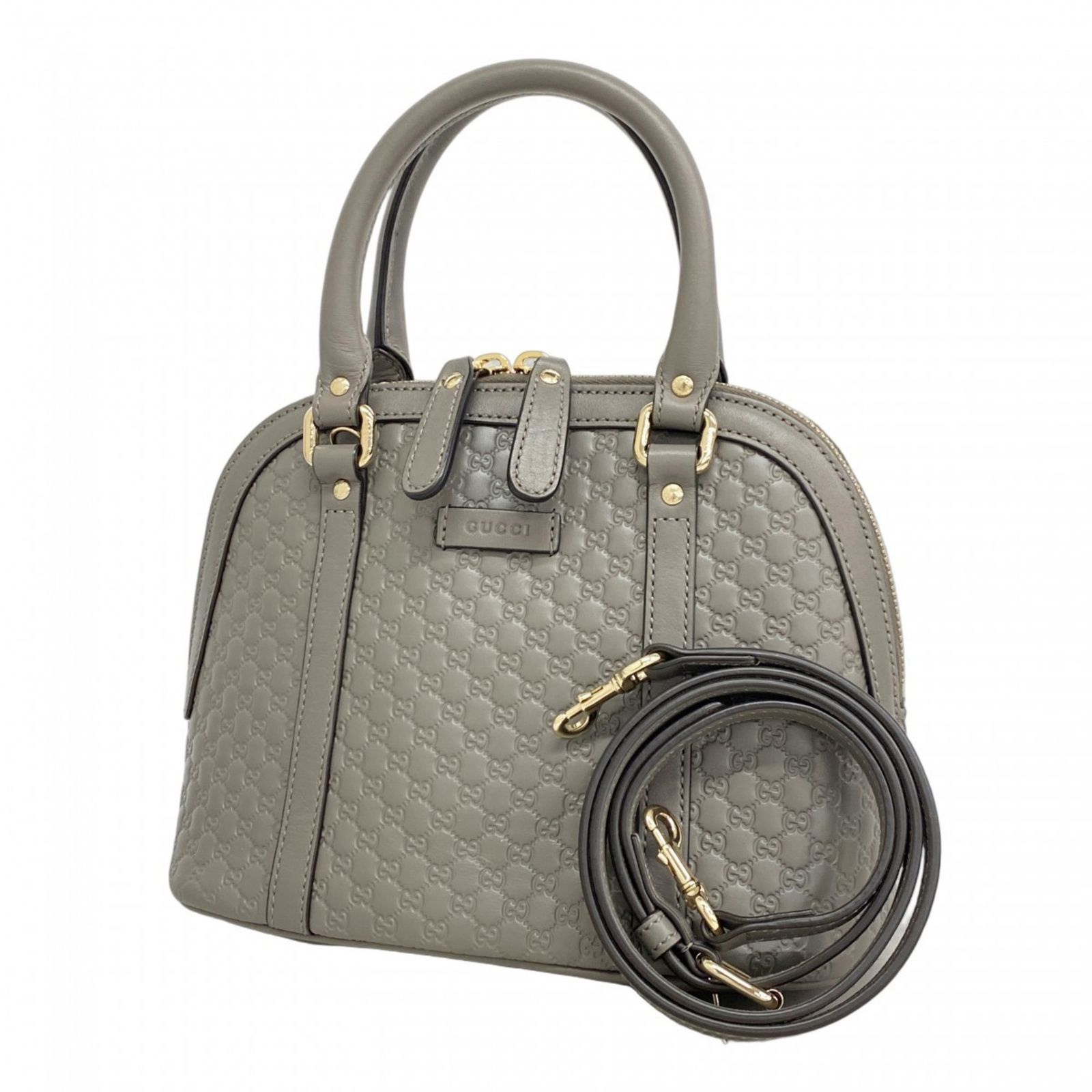 グッチ Gucci グッチ ハンドバッグ マイクログッチシマ 449654 レザー グレー シャンパンレディース