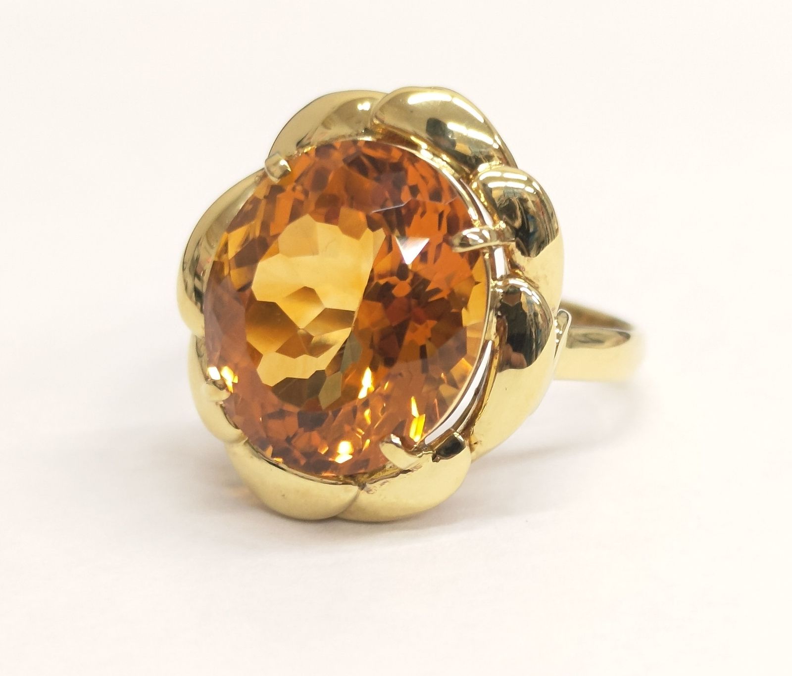K18 ブラウン リング 指輪 ゴールド 茶石 オレンジ系 総重量5.98g 6.80ct GOLD JAー24815
