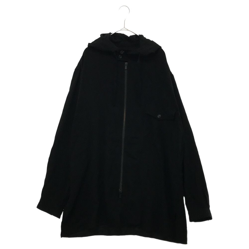 Yohji Yamamoto POUR HOMME (ヨウジヤマモト プールオム) 21AW シルク混 フードブルゾン ジップパーカー ブラック  HX-B52-216