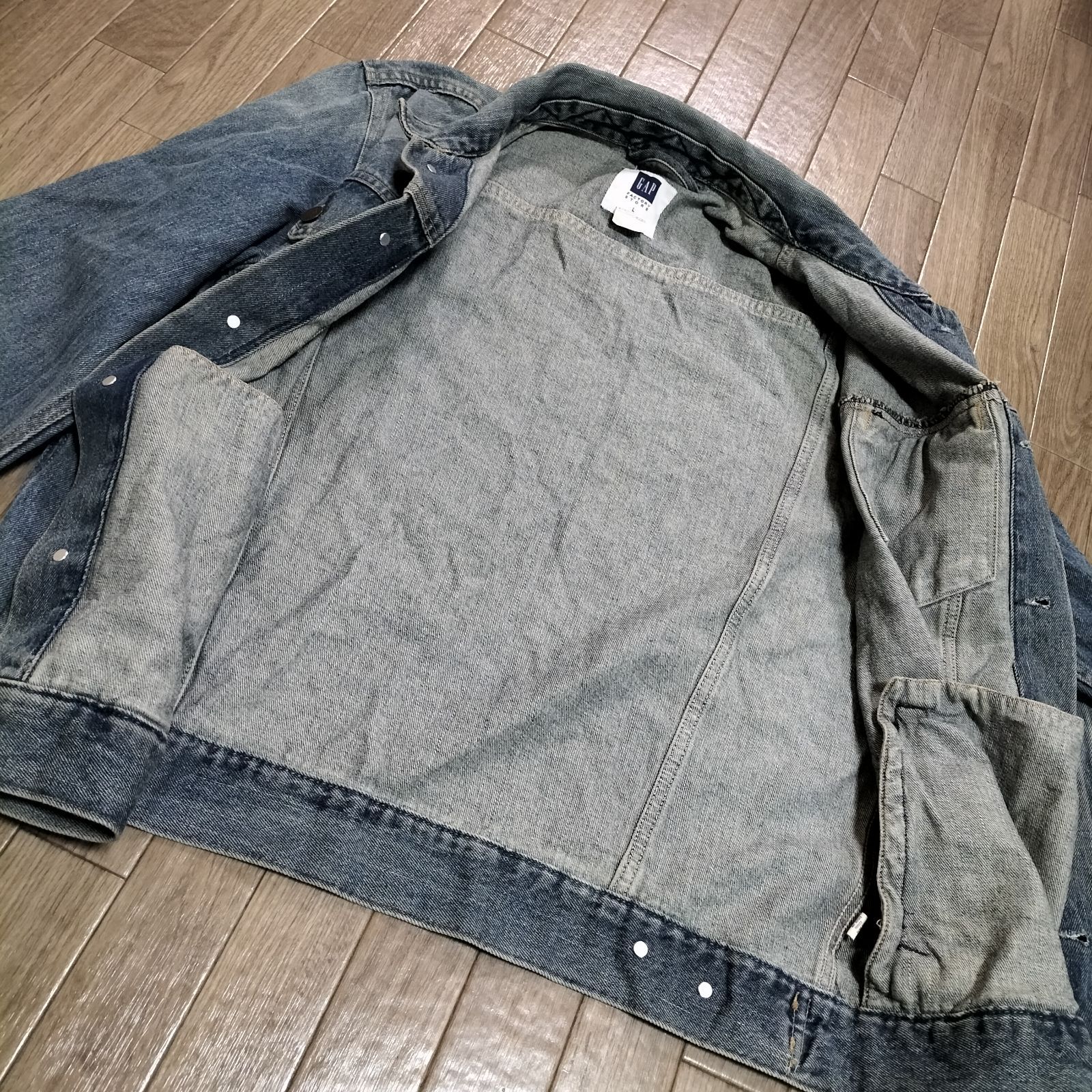 ☆00s OLD GAP 2005年製 Gジャン デニムジャケット 無地 青 メンズ