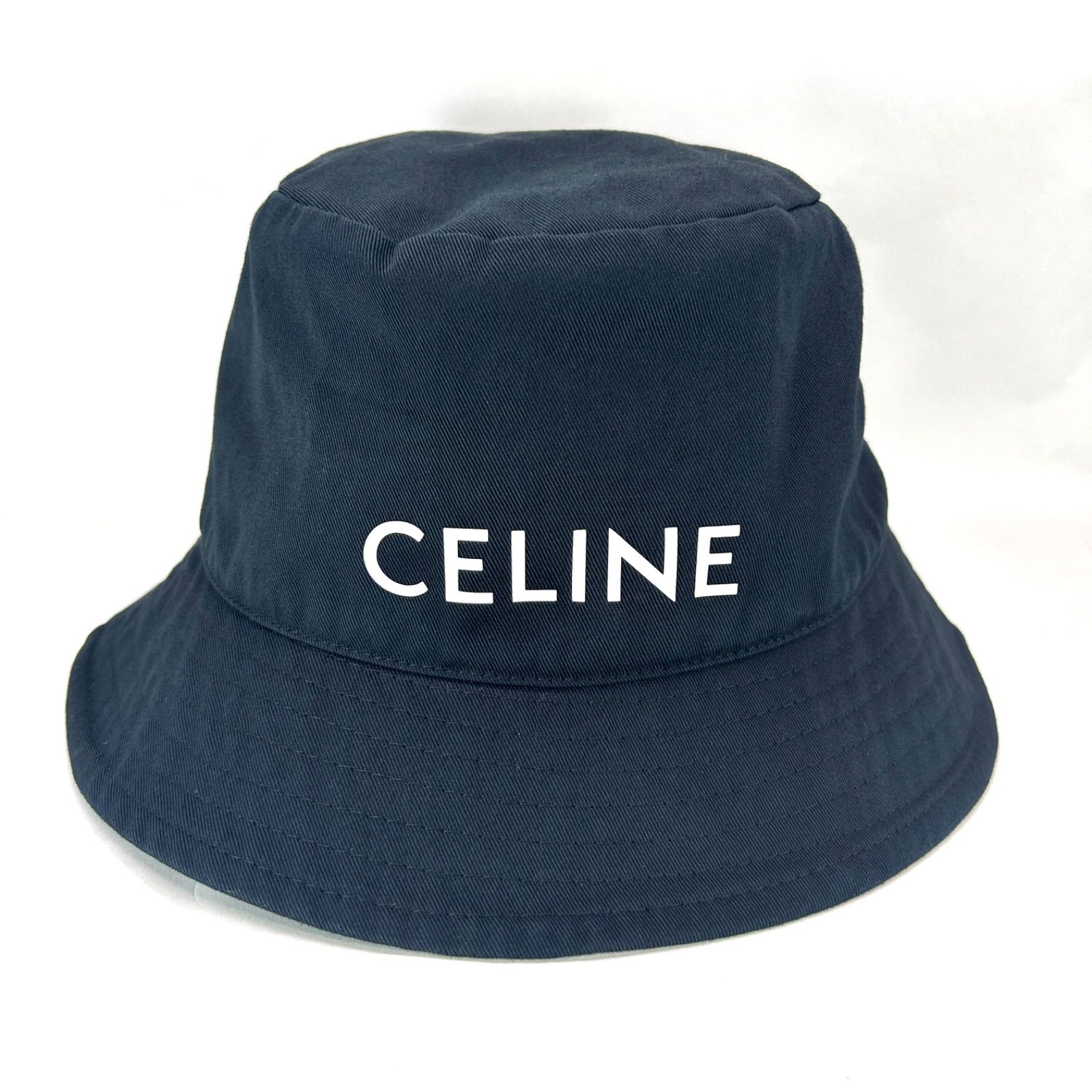 【Celine】ロゴプリント デニム バケットハット ブラック・中古 中古】セリーヌ ロゴプリントバケットハット ブラック Sサイズ