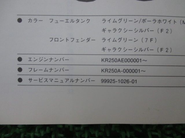 KR250 パーツリスト カワサキ 正規 中古 バイク 整備書 KR250-A1