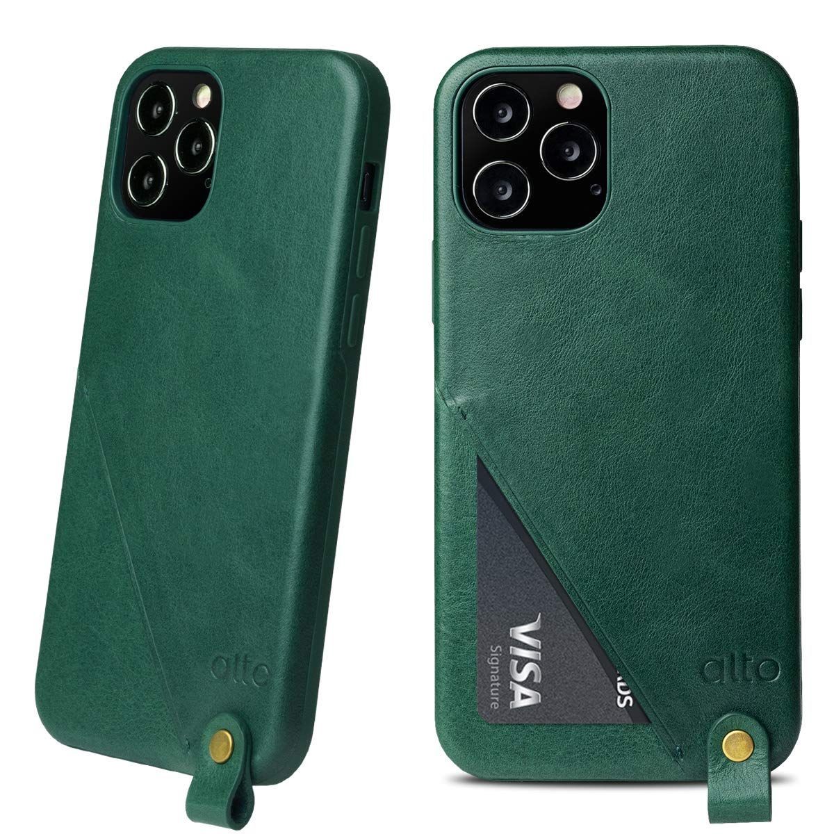数量 耐衝撃ケース iPhone iPhone レザー 本革 フォレストグリーン イタリア製 6.1インチ Pro 12 12 - 360 リング Alto