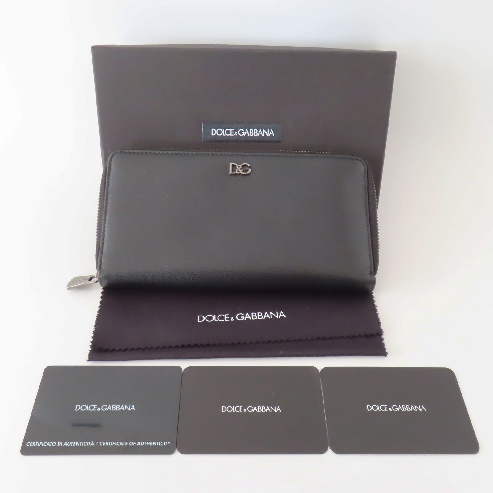 K11 美品 DOLCE＆GABBANA ドルチェ&ガッパーナ ロゴ レザー ラウンド  