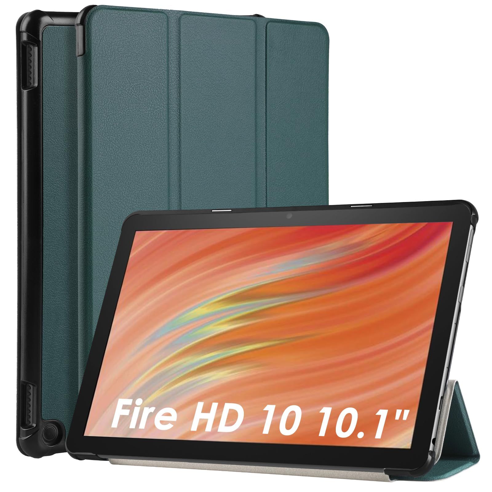 【人気商品】WDu0026CD Fire HD 10 2023 10.1 対応 タブレットケース Fire HD 10 2023 対応 タブレットカバー 薄型 耐衝撃 オートスリープ機能 肌感レザー 三つ折りスマート マグネット式 保護カバー(グリ