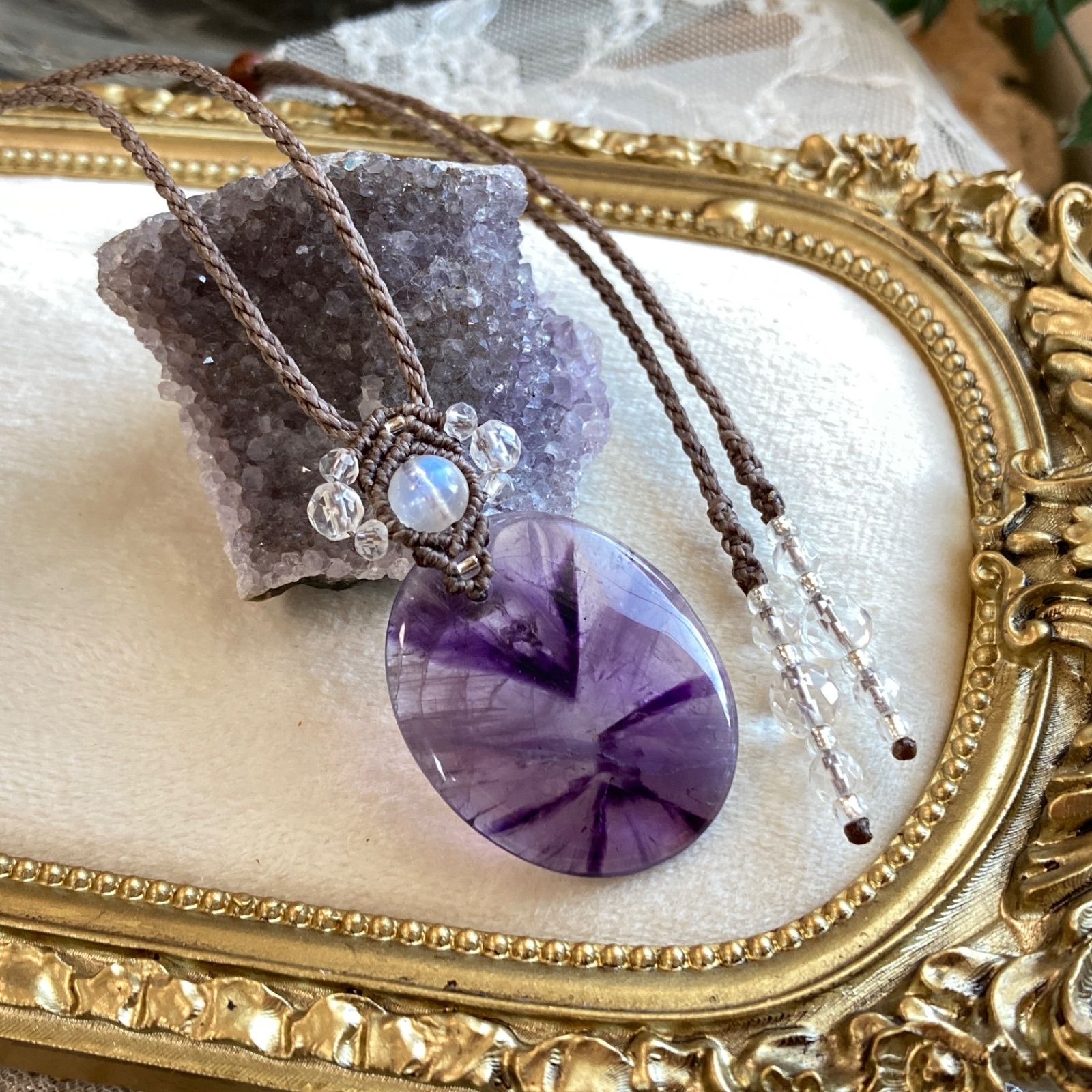 アメジスト マクラメ ネックレス