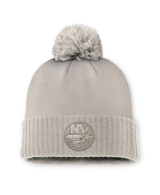 ファナティクス レディース 帽子 Women s Tan New York Islanders Authentic Pro Road Cuffed Knit Hat with Pom Tan