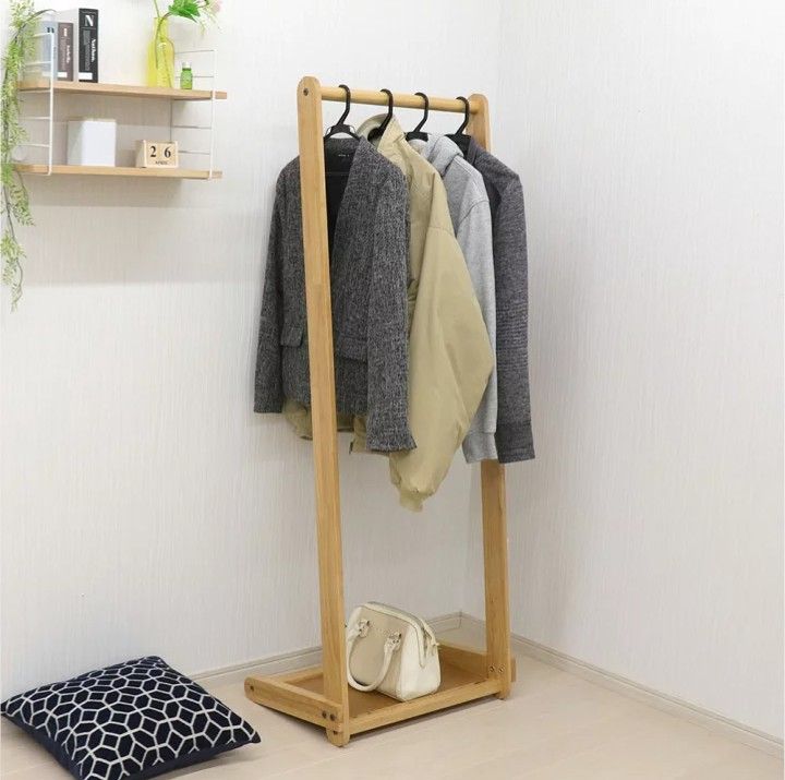 ハンガーラック 天然木 L型 幅56cm木製 ラック カバン バッグ置き インテリア 高品質 小物置き