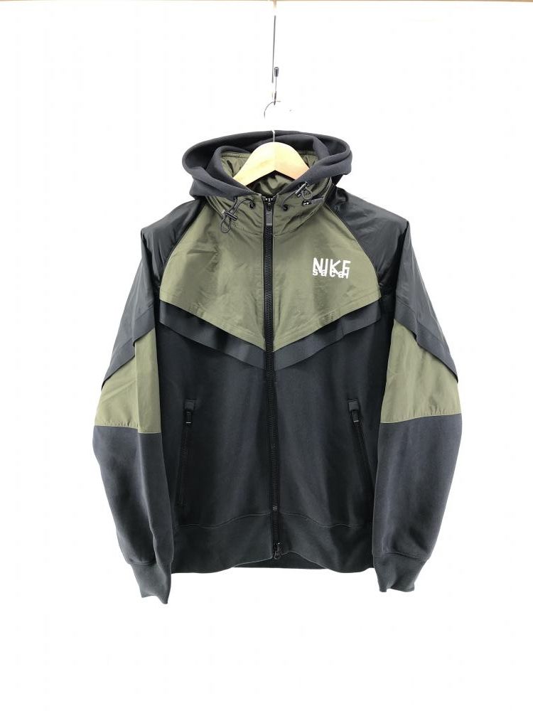 【中古】NIKE × sacai AN19 AS M NRG FULL ZIP HOODIE L カーキ/ブラック DQ9030-325　※全体にシミあり ナイキ×サカイ[24]