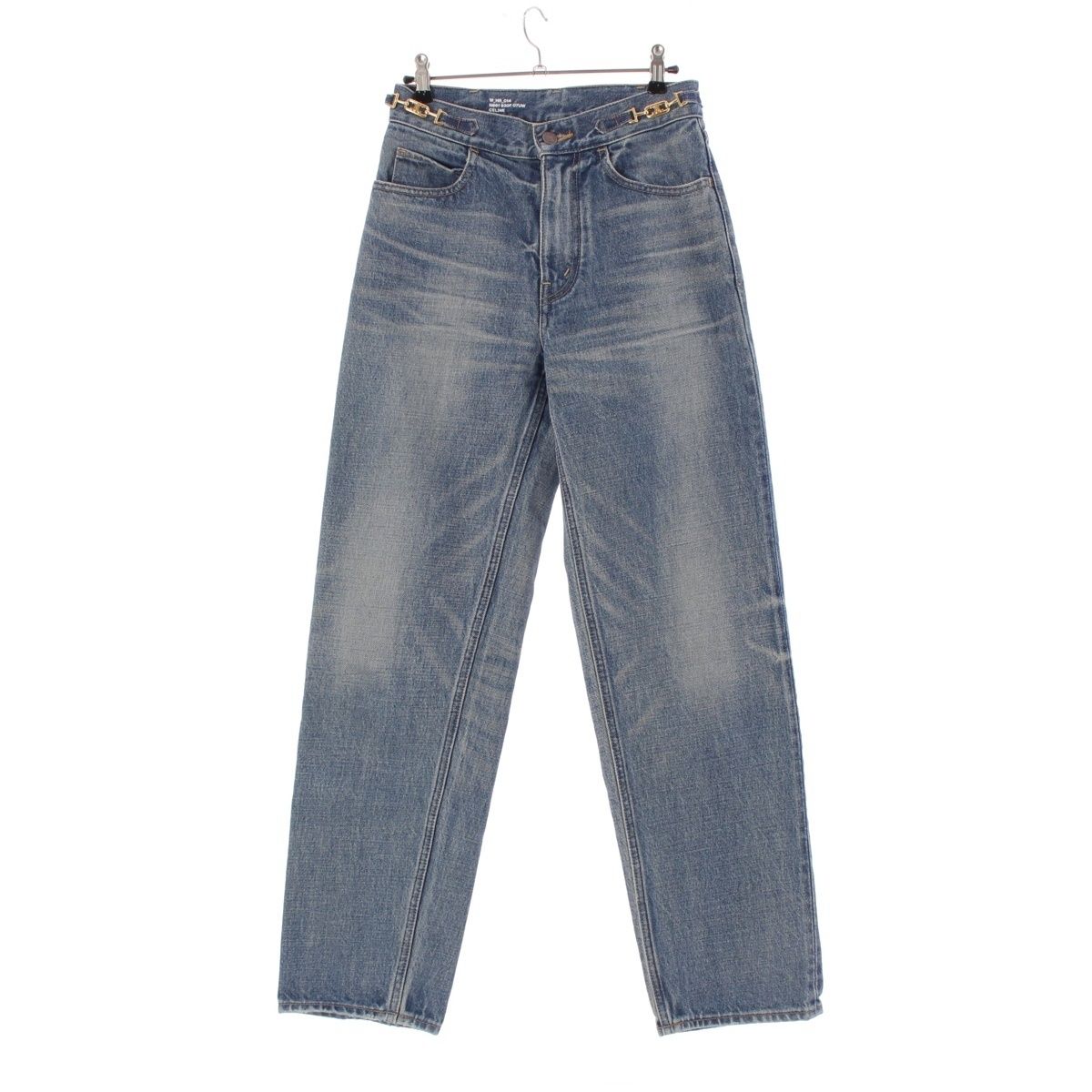【25SS】 ELISABETTA FRANCHI ロゴボタン ハイウエスト ジーンズ セリーヌ コットン トリオンフ チェーン メタル デニムパンツ