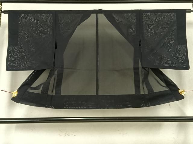 平和屋着物▽羽織 スリーシーズン 春夏秋 塵除け 紗 草木文 黒地 銀糸