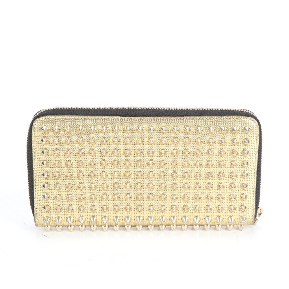 極美品 クリスチャン ルブタン スタッズ レザー 長財布 ウォレット  