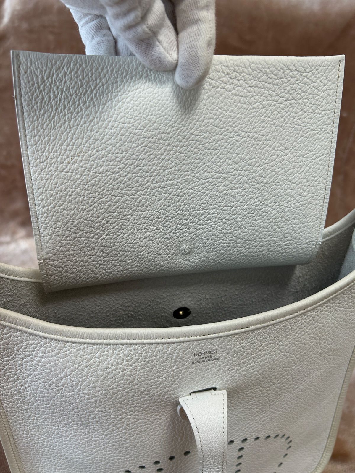 エルメスHERMESエヴリンPMエブリン白色ワンショルダーバッグ肩掛け