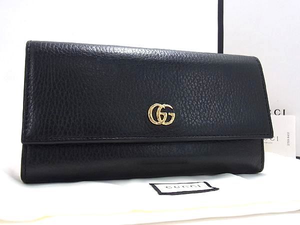 □極美品□ GUCCI グッチ 456116 GGマーモント レザー 二つ折り 長財布