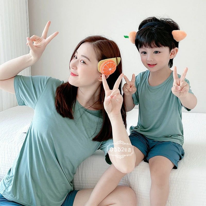キッズ パジャマ 半袖 夏 女の子 男の子 親子 お揃い 子供パジャマ ベビー モダール トップス+ズボン ルームウェア 部屋着 男女兼用 セット