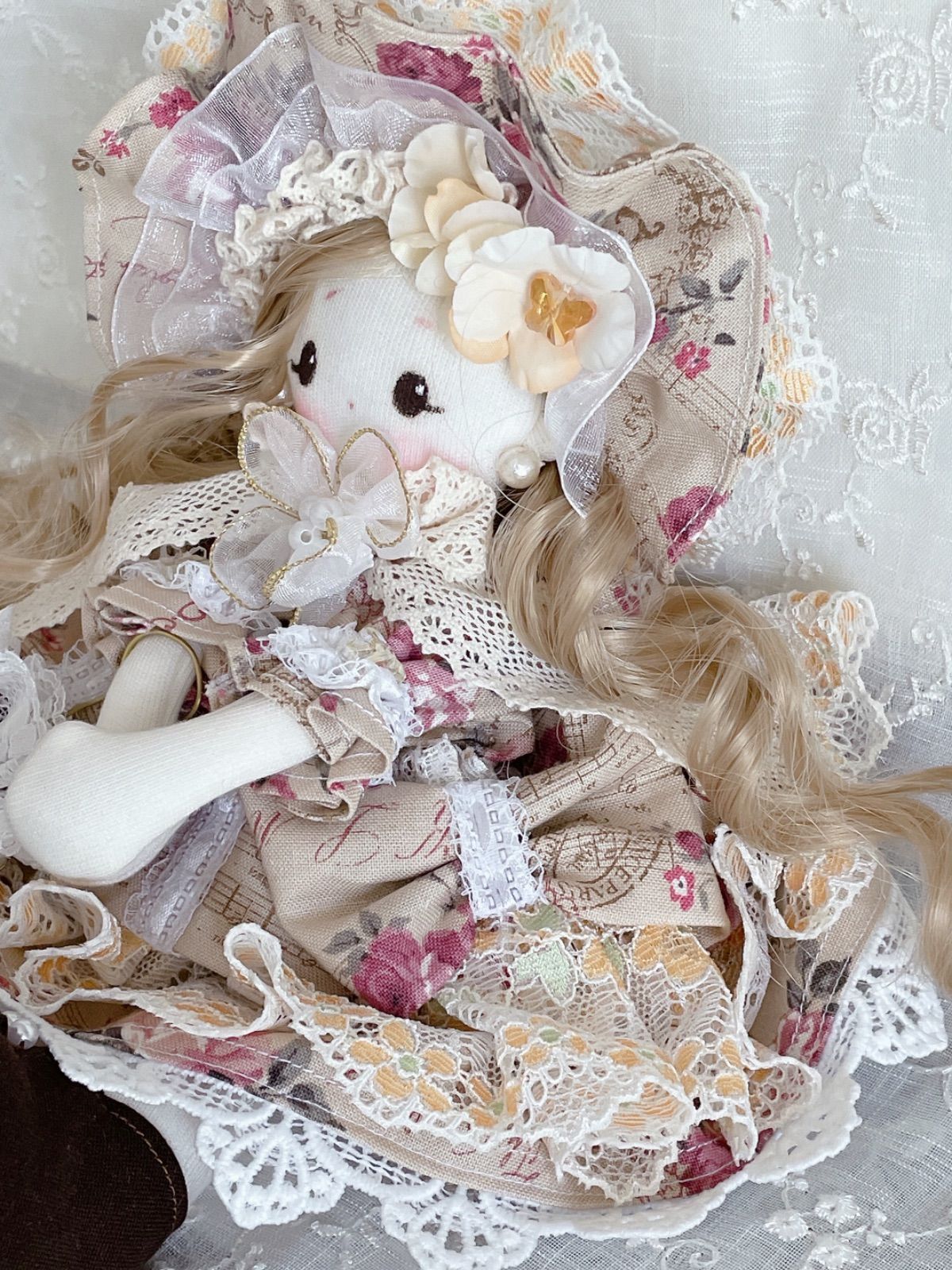 カントリードールハンドメイドお人形大きなリボンちゃん カントリードール カントリードール♡ハンドメイド♡お人形♡大きな