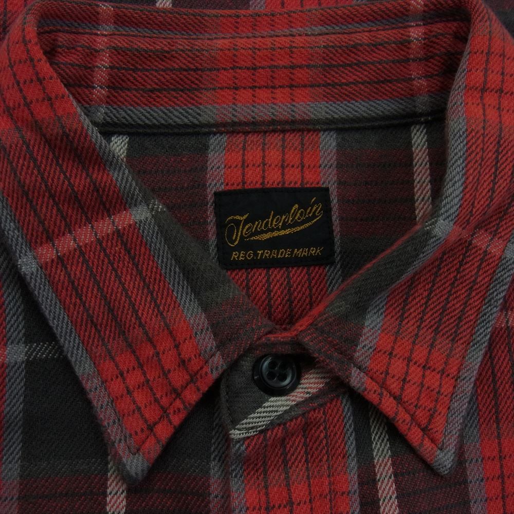 Tenderloin 長袖ネルシャツ 赤黒チェック TENDERLOIN（テンダーロイン） オープンカラー コットンチェック 長袖