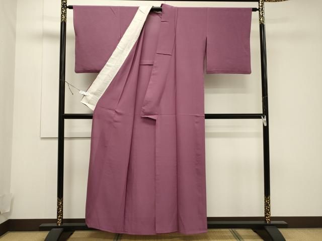 平和屋着物＊夏物 色無地 枝花文紗 紫紺色 正絹 逸品 未