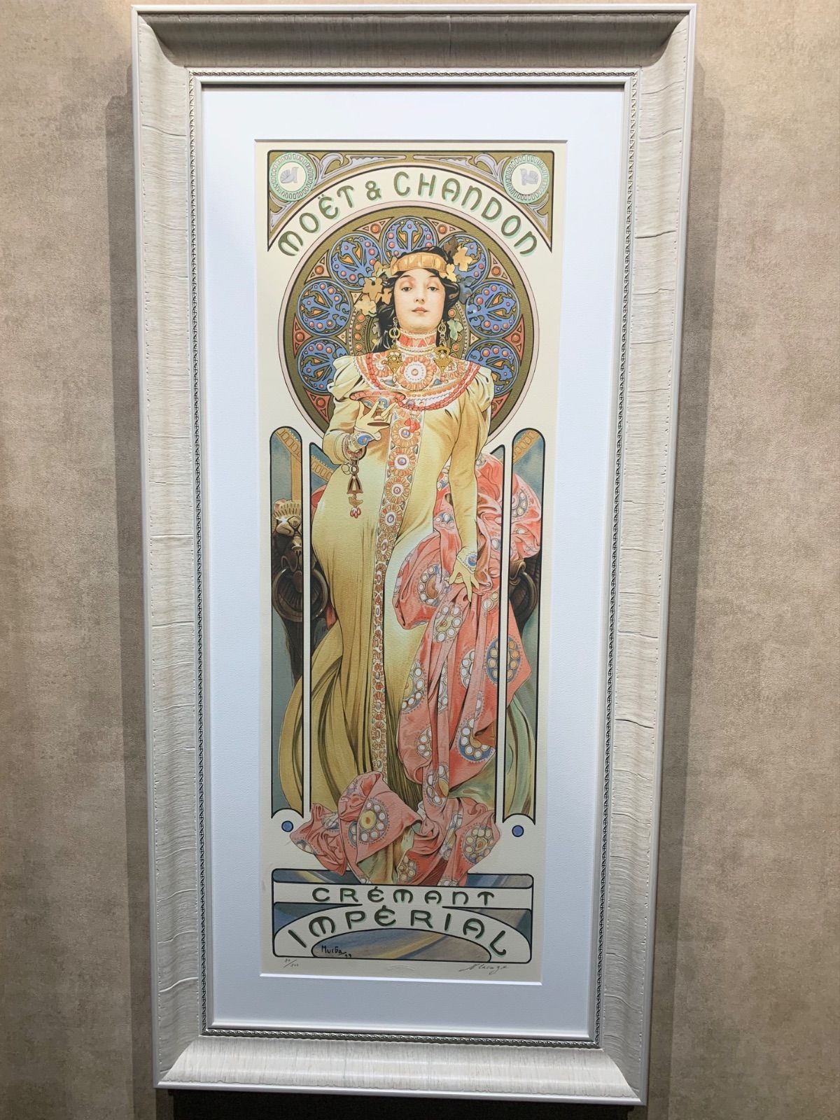 額付 真作 アンペリアル アルフォンス ミュシャ Alphonse Mucha シルクスクリーン ジグレー 摺り師サイン 版画 版画