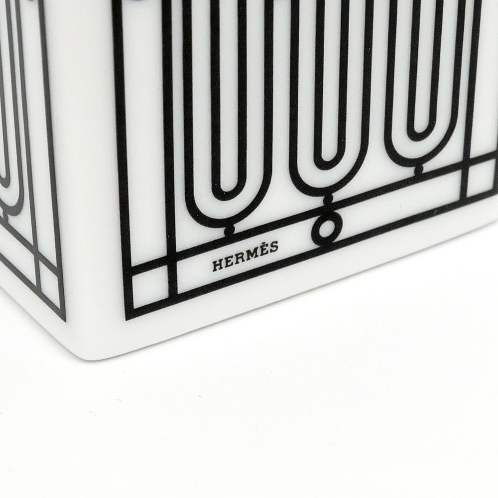 名東】エルメス シュガーボックス H DECO ホワイト ブラック 陶器 小物