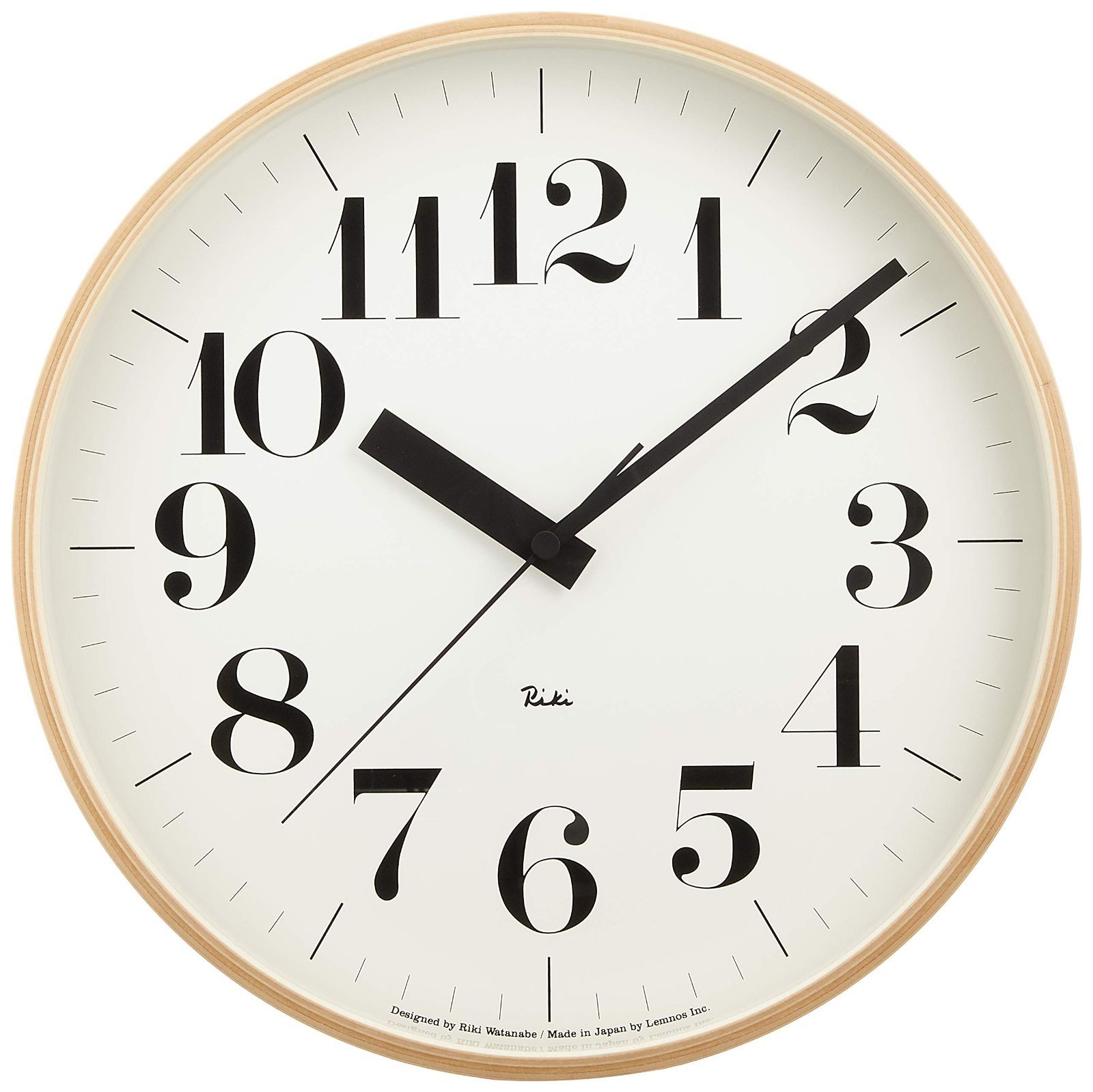 在庫セール レムノス 掛け時計 アナログ 電波時計 天然色木地 リキクロック RIKI CLOCK RC WR08-27 Lemnos ベージュ 直径 30.5㎝