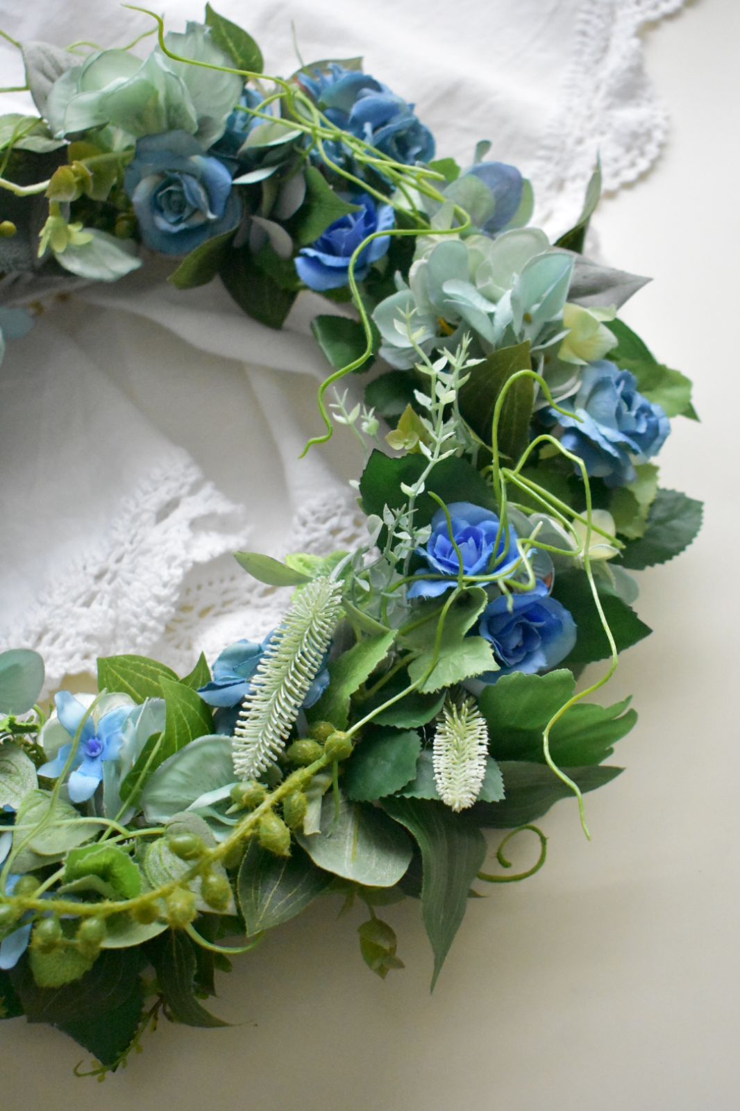 SALE☆春のガーデン☆爽やかな風香るブルーローズのリース☆35cm  