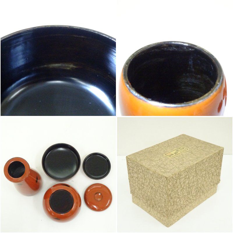 春慶　茶箱　茶道具セットっと 茶道具 茶箱 利休茶箱 春慶塗り 聡春作 三点セット付き 飛騨高山