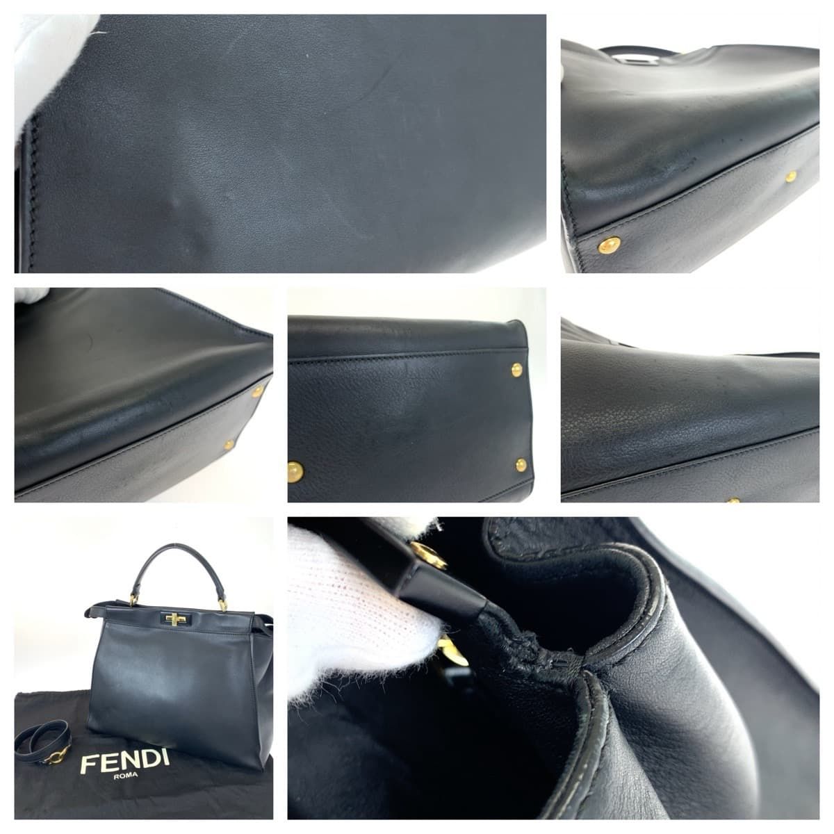 美品 FENDI フェンディ ピーカブー ラージ ブラック 黒 ゴールド金具 
