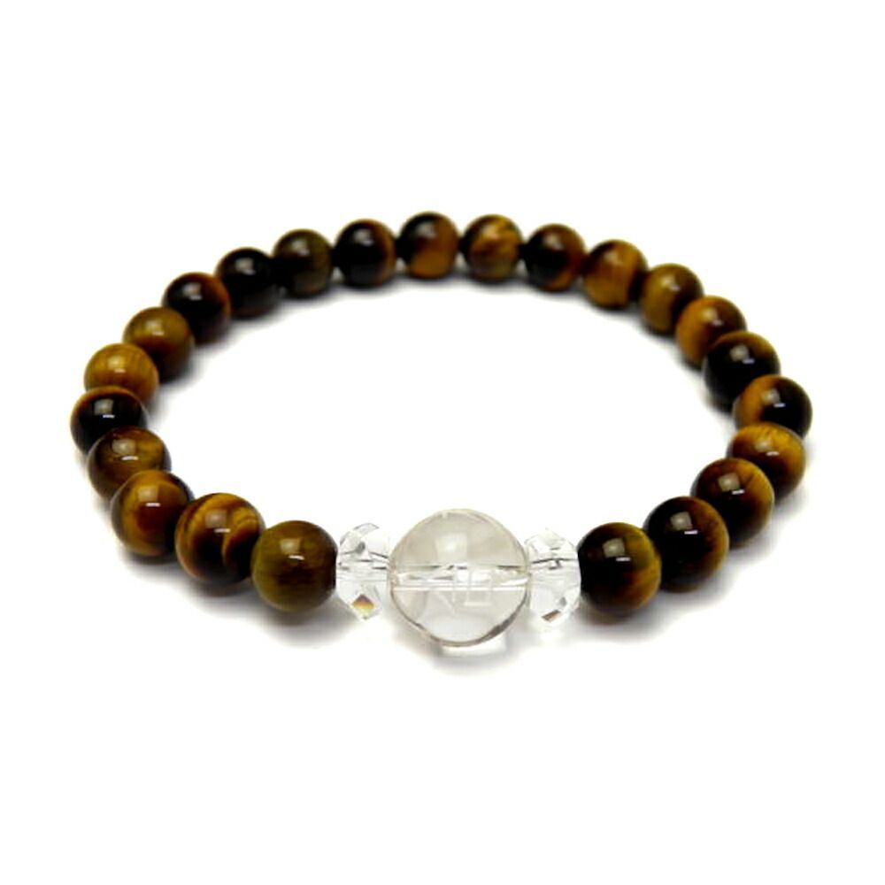 合格祈願ブレスレット 水晶（合格祈願彫り）＆タイガーアイ  可愛い 贈り物