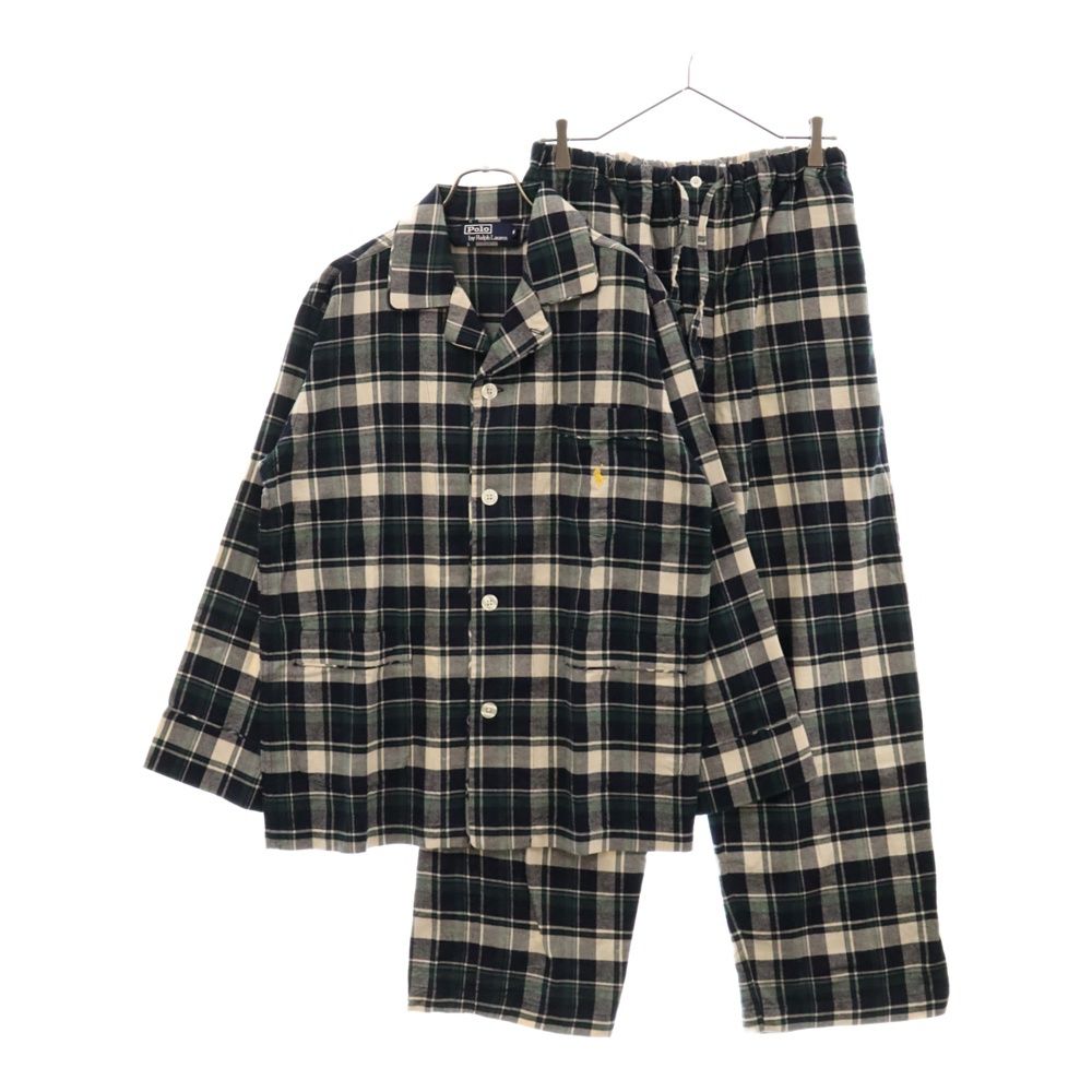 POLO RALPH LAUREN (ポロラルフローレン) コットン チェック柄 ルームウェア セットアップ 部屋着 グリーン/ネイビー
