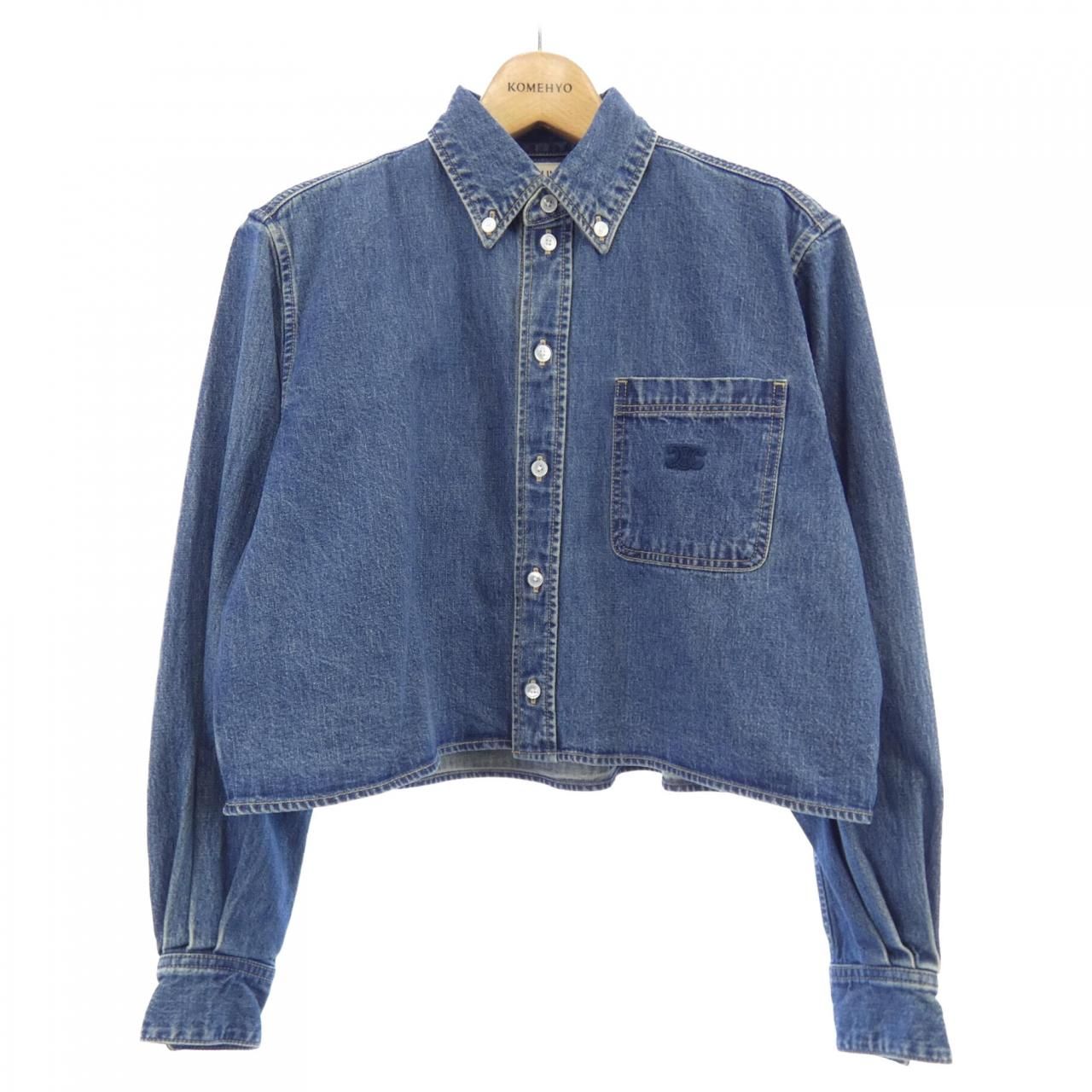 セリーヌ CELINE ユニオンオーシャンウォッシュデニム クロップドシャツ トリオンフ 2T187459N シャツ
