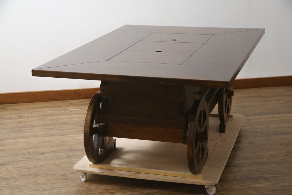 事前問合せ必須 囲炉裏テーブル 中古 超美品 民芸家具 2way 車輪付き 