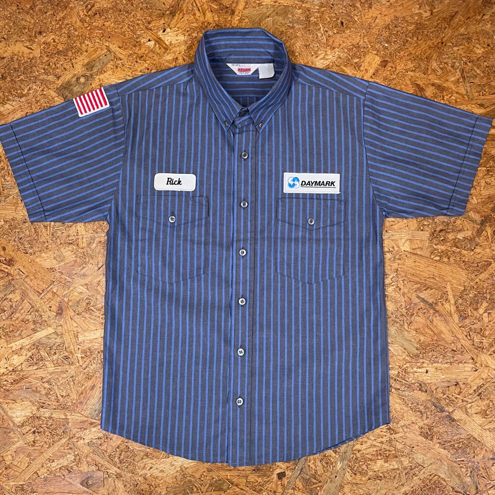 USA製 UNITOG ワークシャツ 半袖 ワッペン ボタンダウン US古着 ヴィンテージ ビンテージ vintage ユーズド USED 古着 MADE IN USA