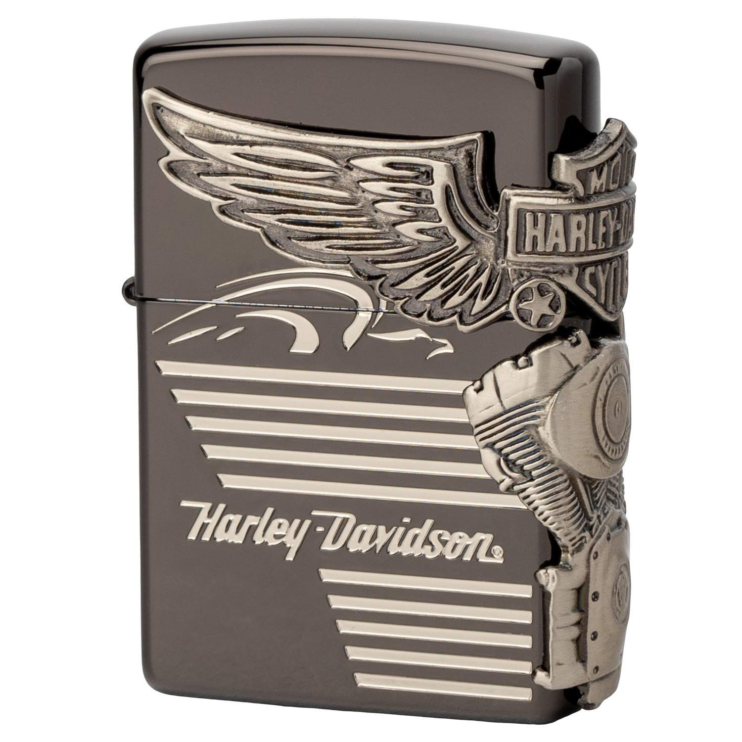 ZIPPO ジッポー ライター ハーレーダビッドソン 日本 3面連続加工 イオンコーティング ブラック×ニッケル HDP-25
