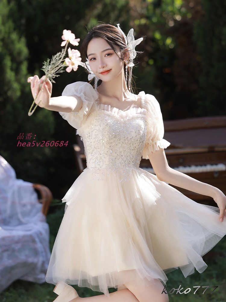 パーティドレス レディース ナイトドレス ショート 誕生日パーティー ワンピース 姫系 洋服発表会 舞台衣装 公演 イベント ウェディング 成人式 hea5v260684