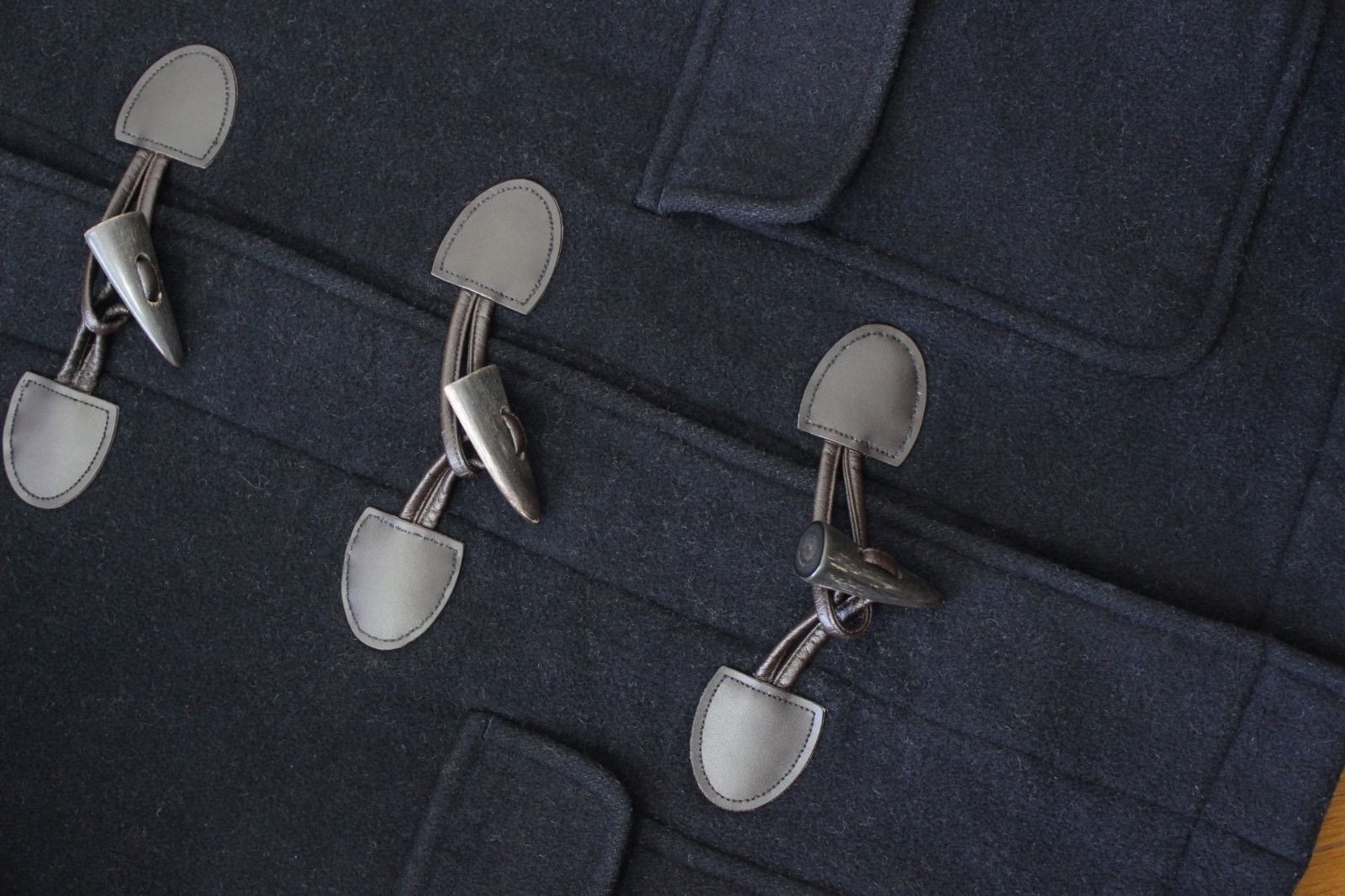 68【美品】イーストボーイ ダッフルコート 7 ネイビー 紺 S 裏チェック