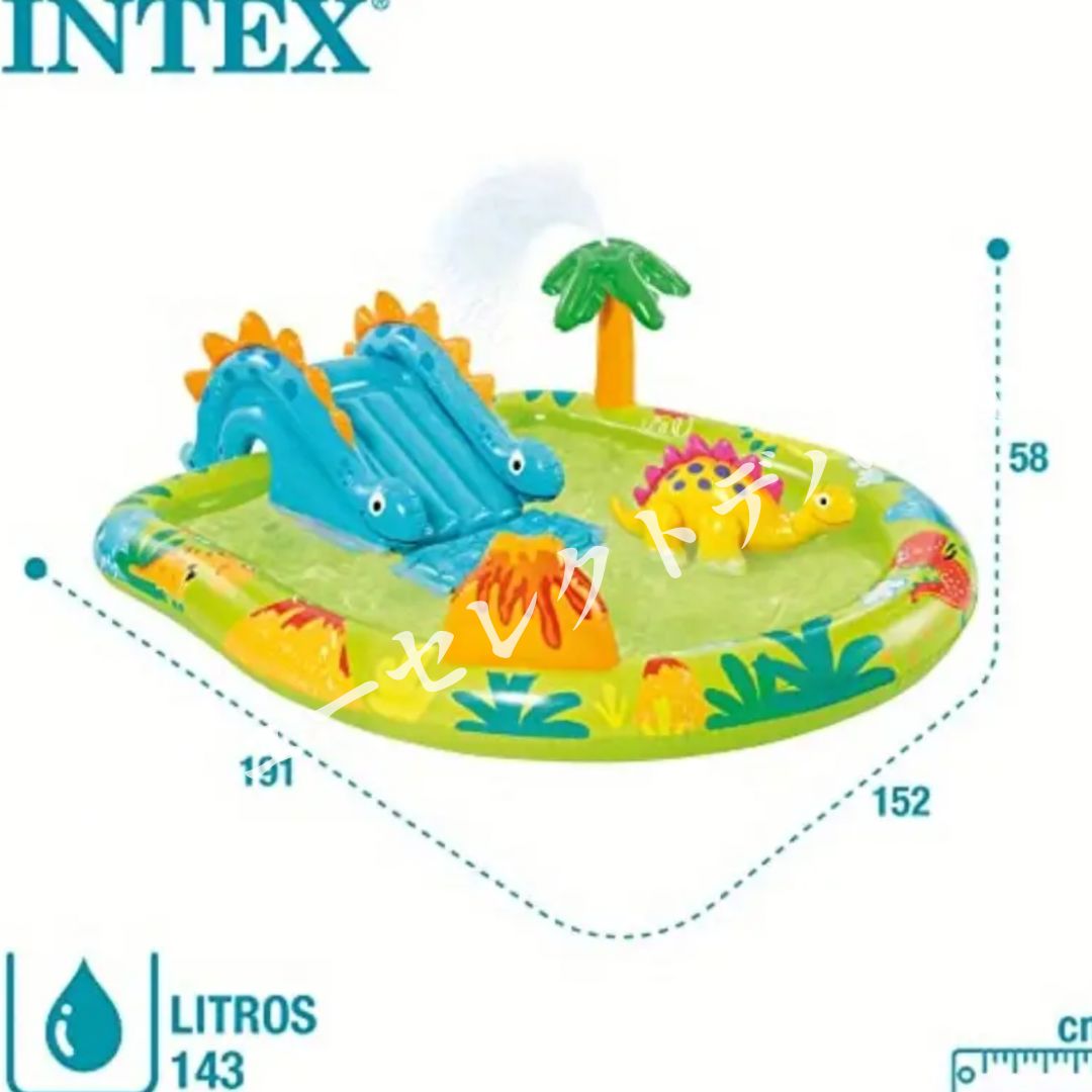 プール プレイセンター大型オーバルタイプ ×58 cm 恐竜デザインキッズ向け水遊びセット インフレータブル構造 ビーチ庭先屋外遊び用 家庭用夏季レジャーアイテム 組立簡単軽量設計 コンパクト収納対応リビングプールセット グリーン